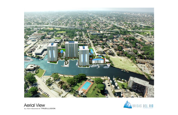 YOSVANY TEIJEIRO 3D Render Aerial View Brisas del Rios Miami