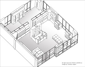 "DUTY FREE SHOP", CANARY ISLANDS. Shop Design by Yosvany Teijeiro 2011 (isonometric view 2)